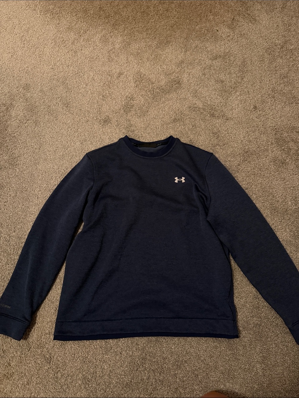 Under Armour Navy Blue Crewneck Sweatshirt with White Logo